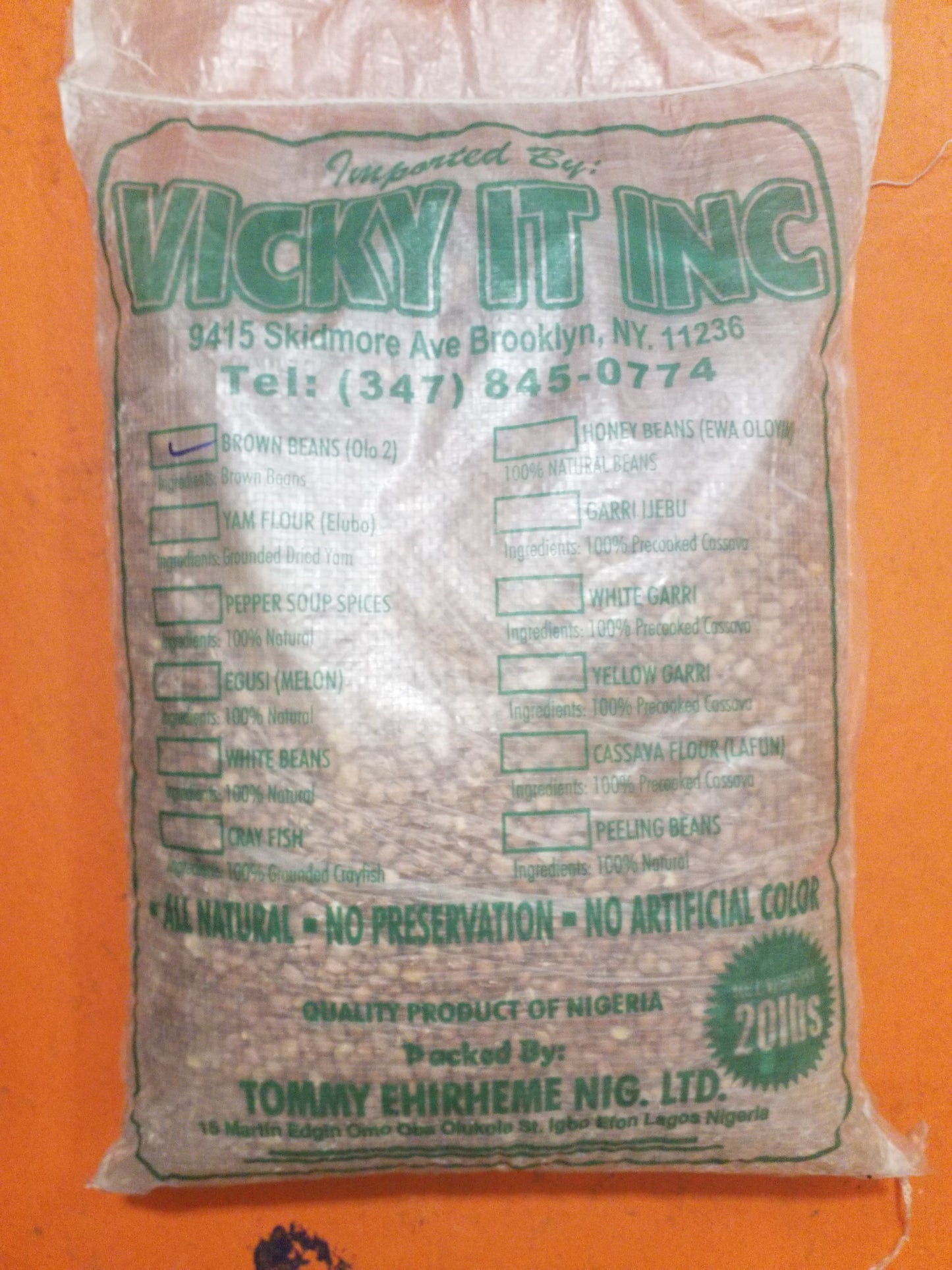 VICKY IT INC . Brown Beans