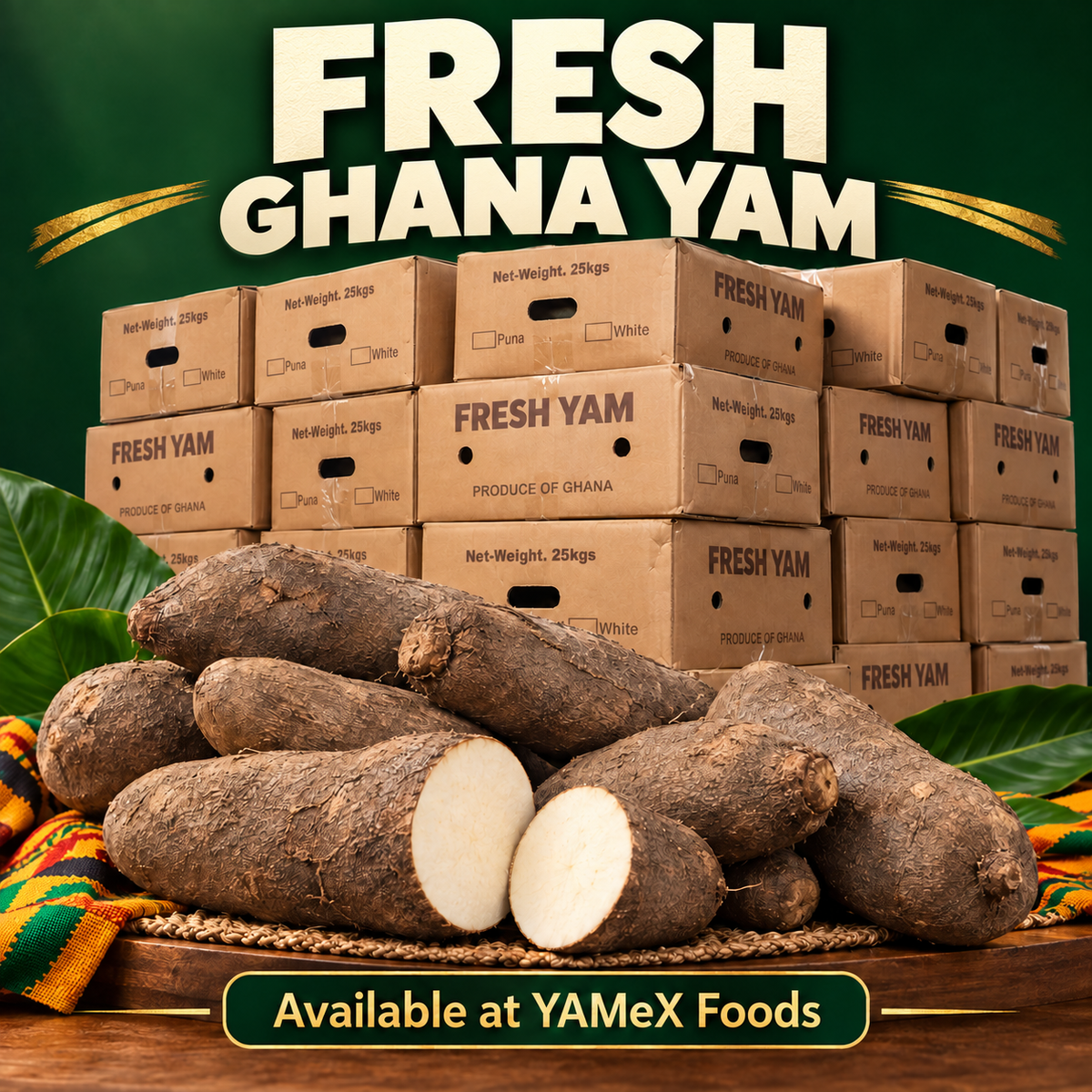 FRESH GHANA YAM – 50 LB BOX